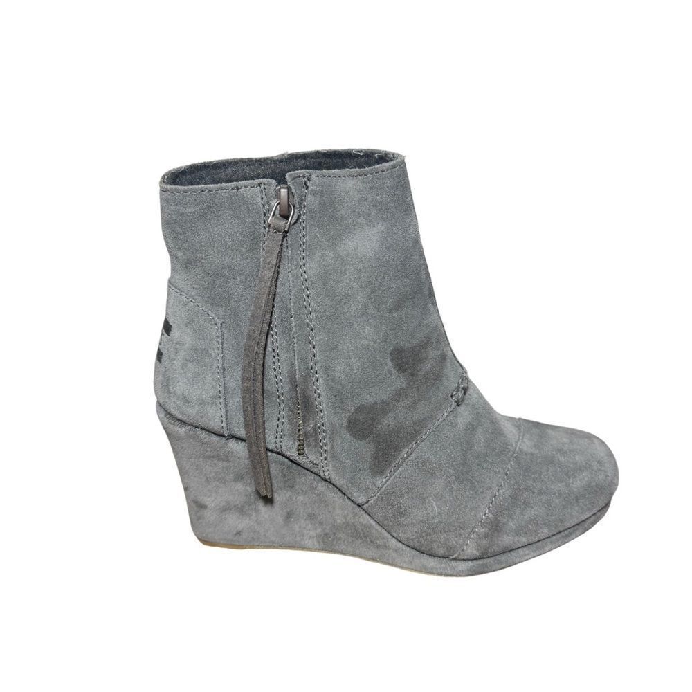 Gray Suede Wedge Ankle Boots Toms size 6 L